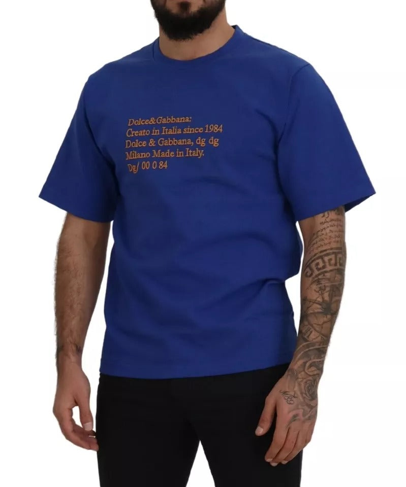 Dolce & Gabbana Blauw T-shirt van katoen met logo-print en ronde hals.