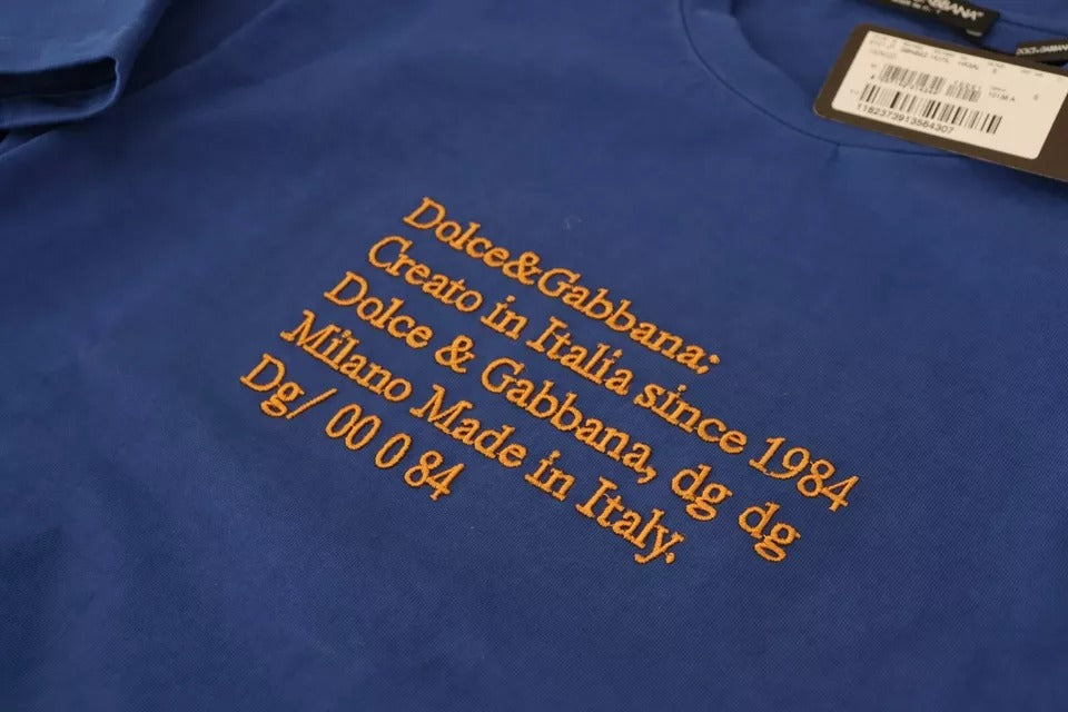 Dolce & Gabbana Blauw T-shirt van katoen met logo-print en ronde hals.