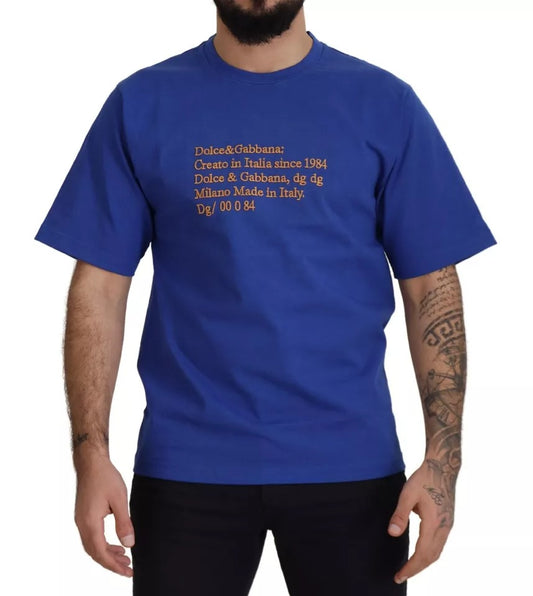 Dolce & Gabbana Blauw T-shirt van katoen met logo-print en ronde hals.