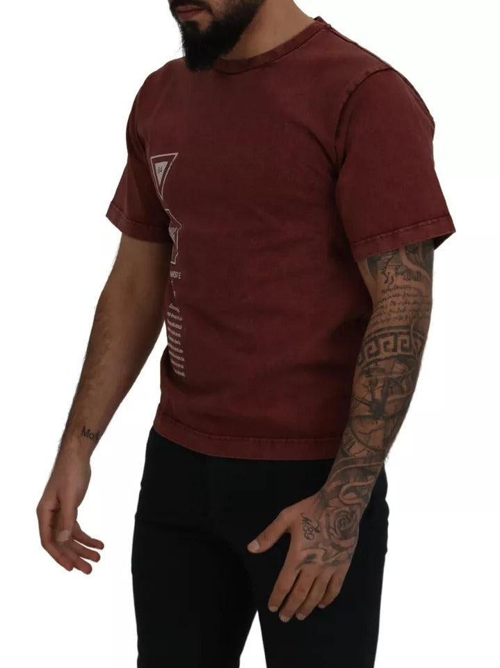 T-shirt en coton à col rond imprimé marron de Dolce & Gabbana