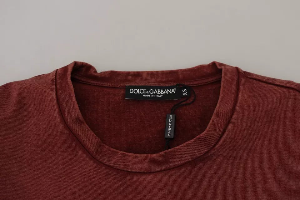 T-shirt en coton à col rond imprimé marron de Dolce & Gabbana