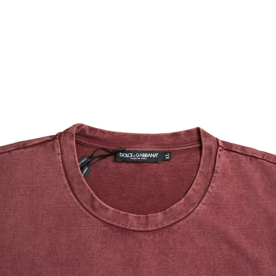 T-shirt à manches courtes, col rond, imprimé marron de Dolce & Gabbana