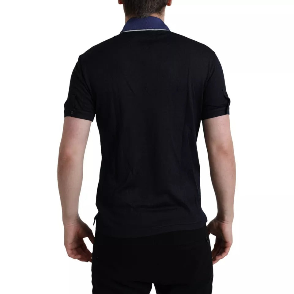 Dolce & Gabbana marineblauw polo shirt met kraag en korte mouwen