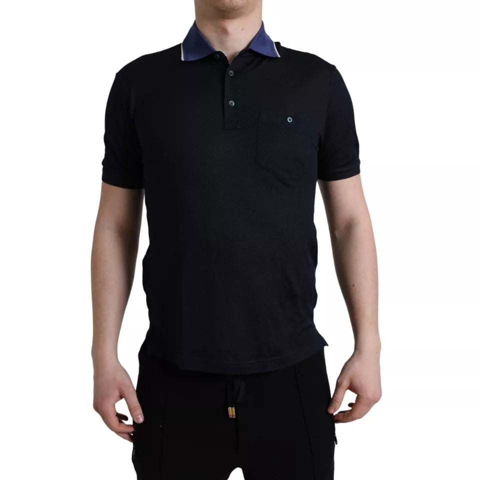 Dolce & Gabbana marineblauw polo shirt met kraag en korte mouwen