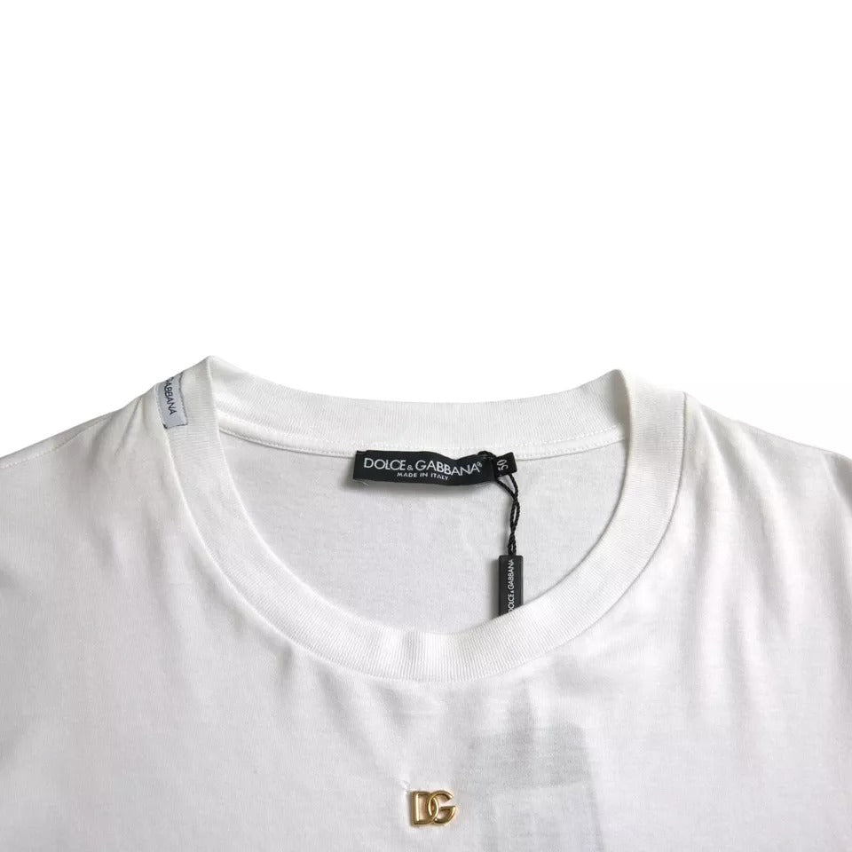 Dolce & Gabbana wit logo katoenen T-shirt met ronde hals en korte mouwen