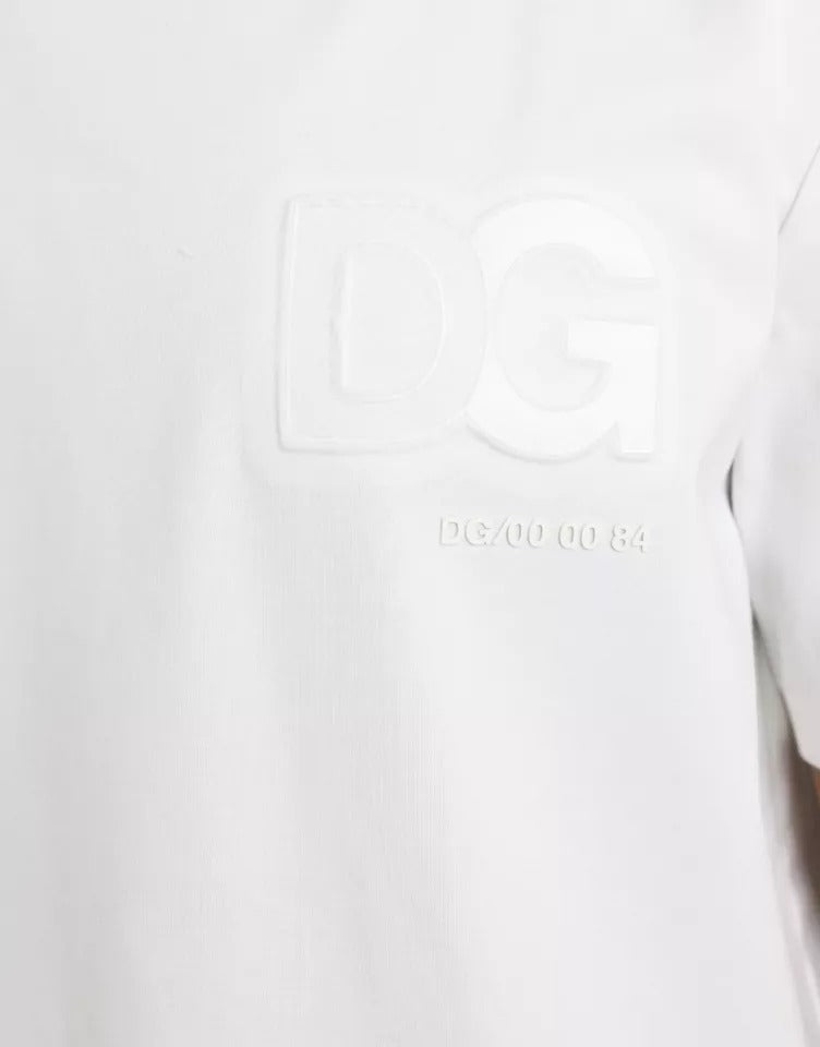 Dolce & Gabbana wit logo-reliëf katoenen crewneck T-shirt