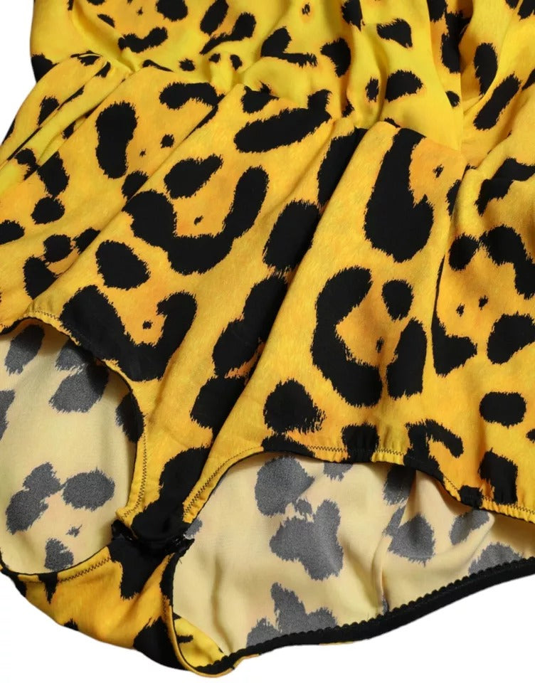 Dolce & Gabbana Gele Leeuwenprint Blouse met Lange Mouwen