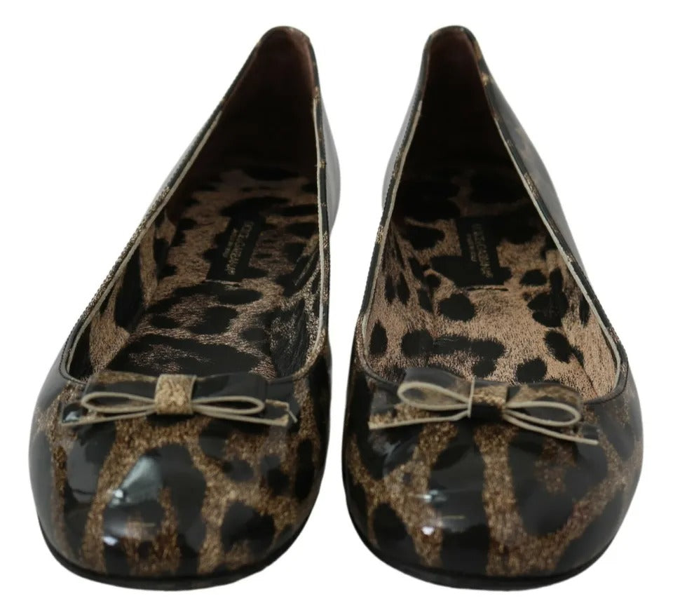 Dolce & Gabbana Bruine Leopard Ballerinashoes van Leer