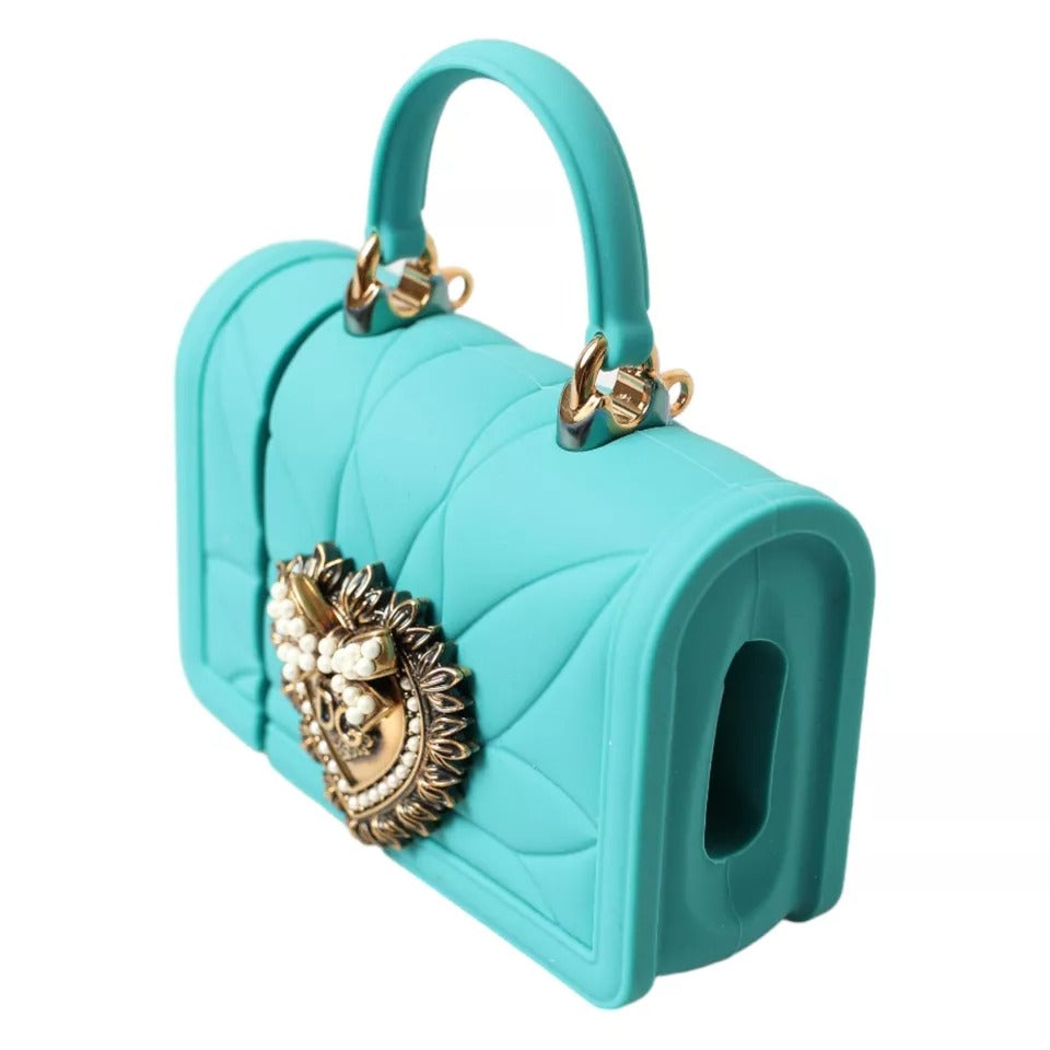 Dolce & Gabbana Turquoise Siliconen Devotion Hart Tashoes Hand Airpods Hoesje