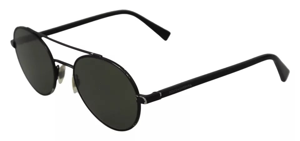 Dolce & Gabbana Matte Black Steel Frame Groene Lens DG2245 Zonnebril