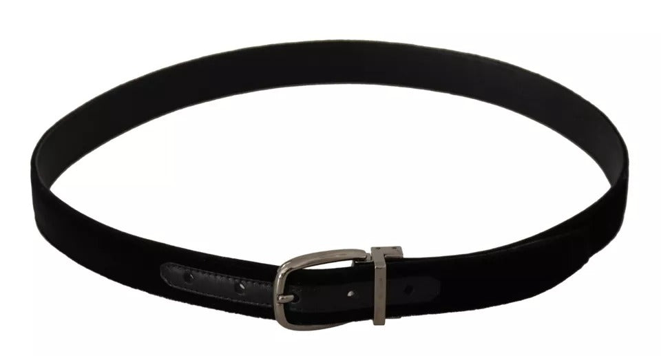 Dolce & Gabbana zwarte fluwelen riem met zilveren metalen gesp