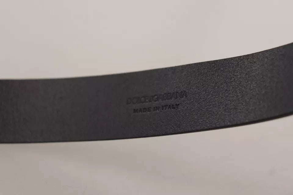 Ceinture Dolce & Gabbana en cuir de veau noir avec boucle en métal gravée du logo