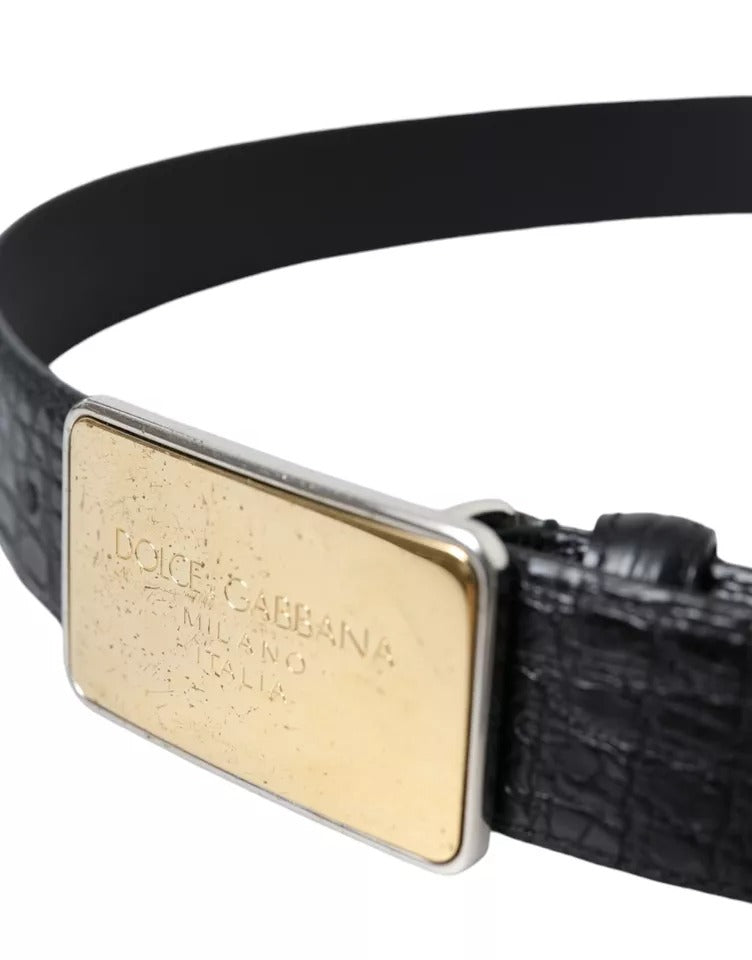 Ceinture Dolce & Gabbana en cuir exotique noir avec boucle en métal doré