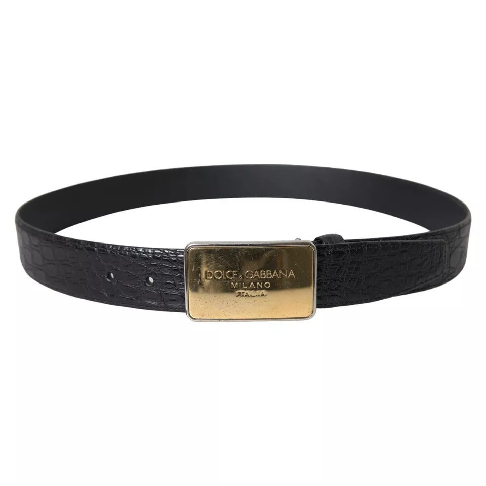 Ceinture Dolce & Gabbana en cuir exotique noir avec boucle en métal doré