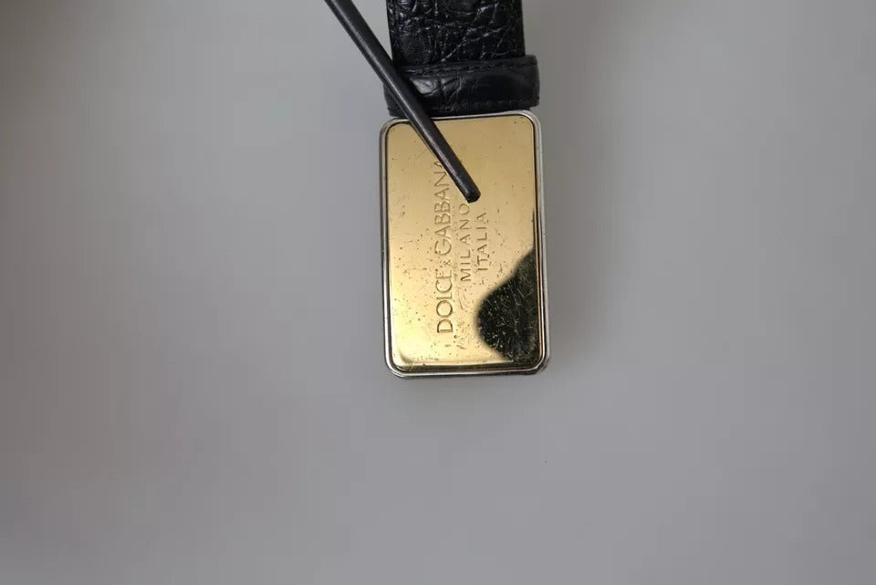 Ceinture Dolce & Gabbana en cuir exotique noir avec boucle en métal doré