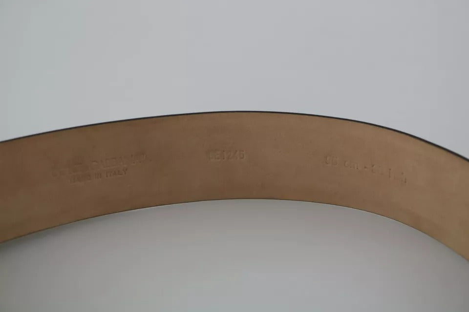 Ceinture Dolce & Gabbana en cuir noir brillant avec boucle et logo en cristal