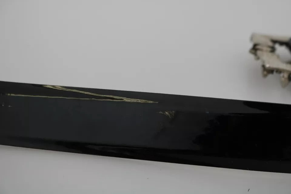 Ceinture Dolce & Gabbana en cuir noir brillant avec boucle et logo en cristal