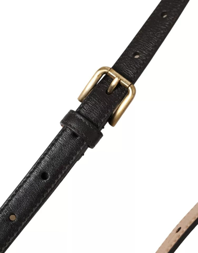 Dolce & Gabbana donkerbruine leren damesriem met gouden metalen gesp