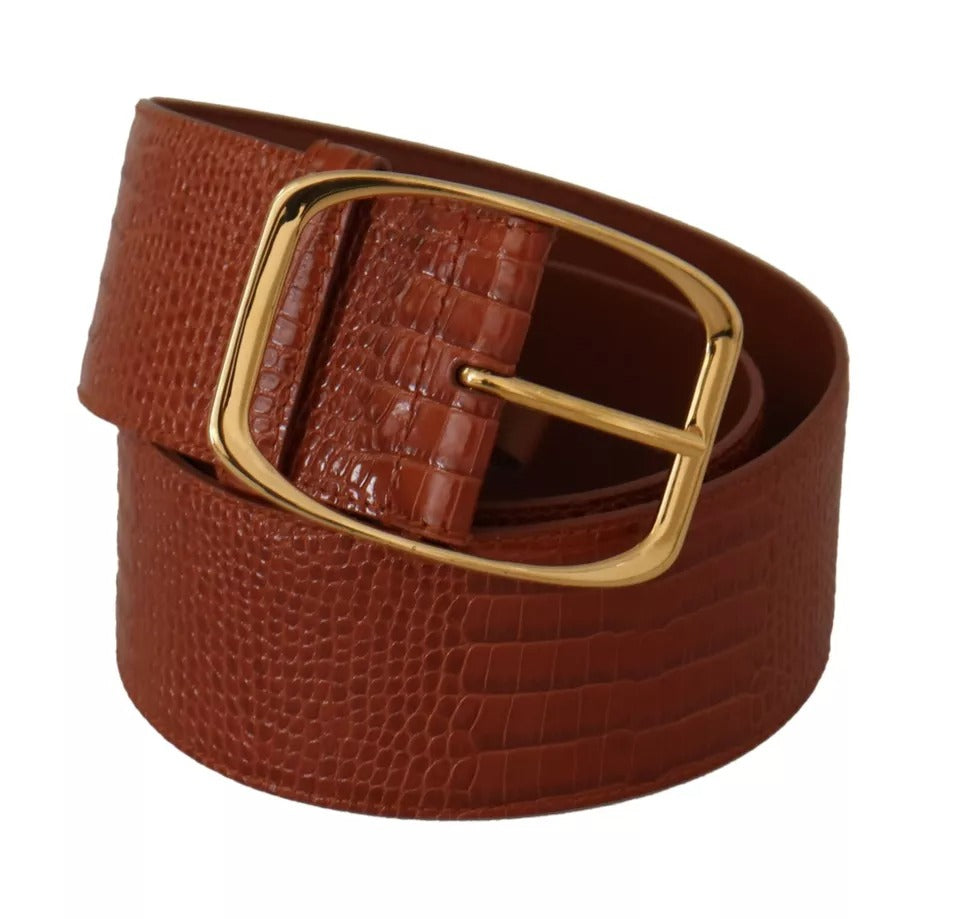 Ceinture Dolce & Gabbana en cuir marron à taille large et boucle en métal doré