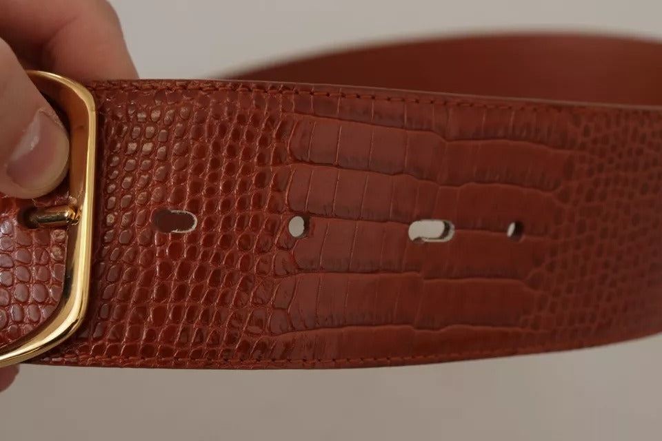 Ceinture Dolce & Gabbana en cuir marron à taille large et boucle en métal doré
