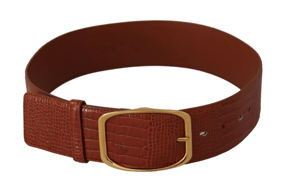 Ceinture Dolce & Gabbana en cuir marron à taille large et boucle en métal doré