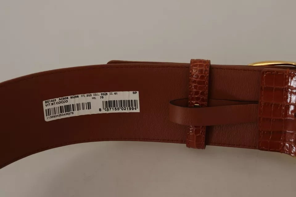 Ceinture Dolce & Gabbana en cuir marron à taille large et boucle en métal doré
