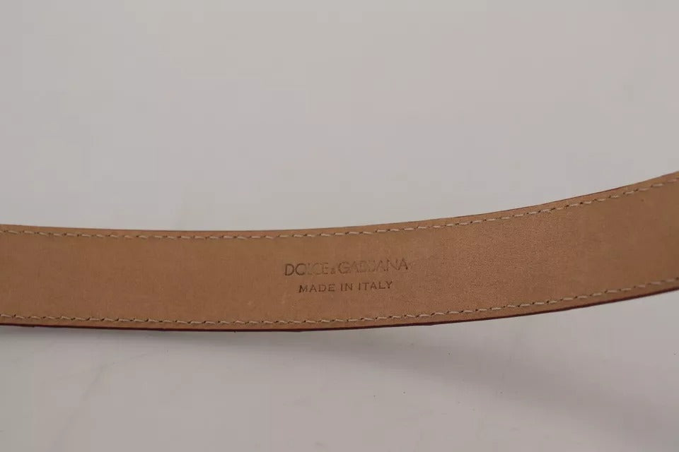 Dolce & Gabbana Bruine Leren Riem met Gouden Gegraveerde Metalen Gesp