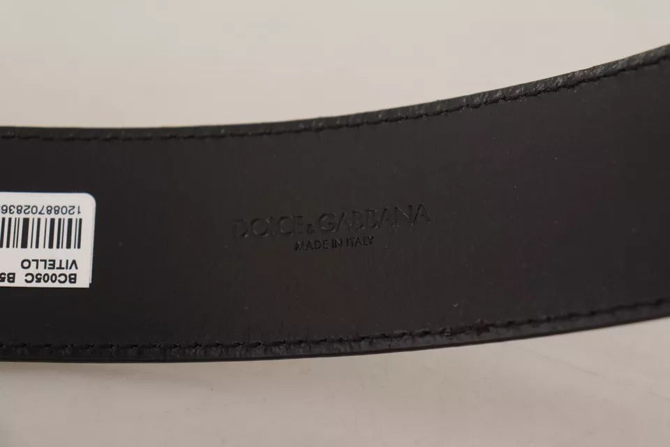 Dolce & Gabbana donkerbruine leren riem met metalen gesp en gegraveerd logo
