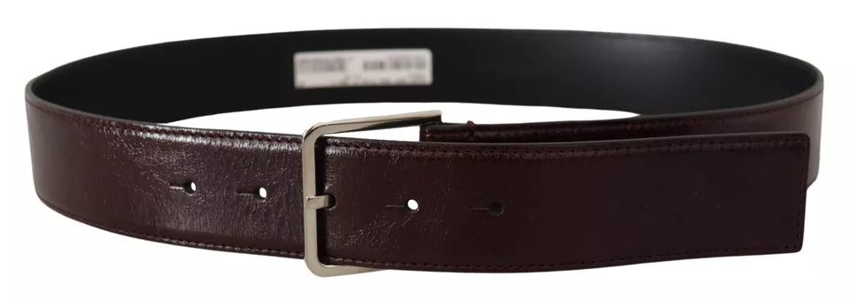 Dolce & Gabbana donkerbruine leren riem met metalen gesp en gegraveerd logo