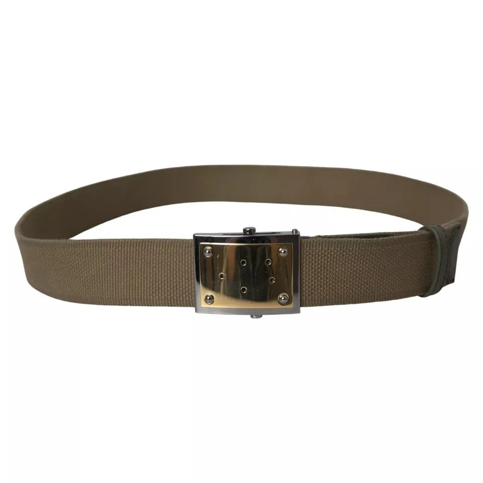 Ceinture pour homme Dolce & Gabbana en toile marron avec boucle carrée en métal
