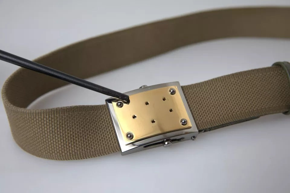 Ceinture pour homme Dolce & Gabbana en toile marron avec boucle carrée en métal