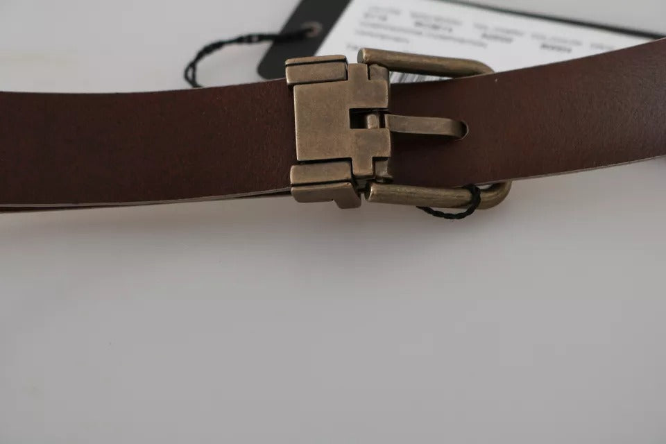 Ceinture en cuir beige crème Dolce & Gabbana avec boucle dorée