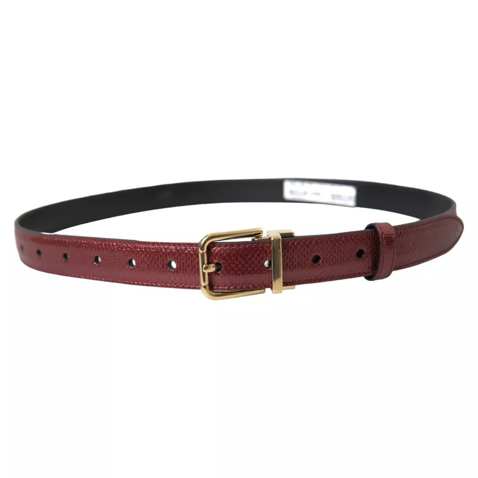 Dolce & Gabbana Maroon Leather Gold Metal Buckle Herenriem