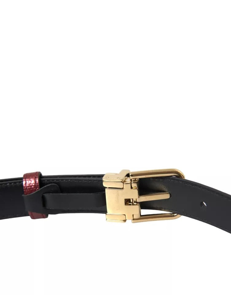 Dolce & Gabbana Maroon Leather Gold Metal Buckle Herenriem