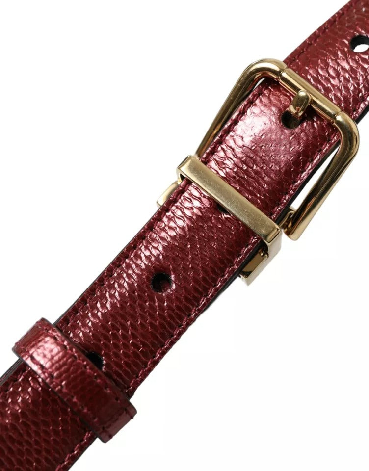 Dolce & Gabbana Maroon Leather Gold Metal Buckle Herenriem