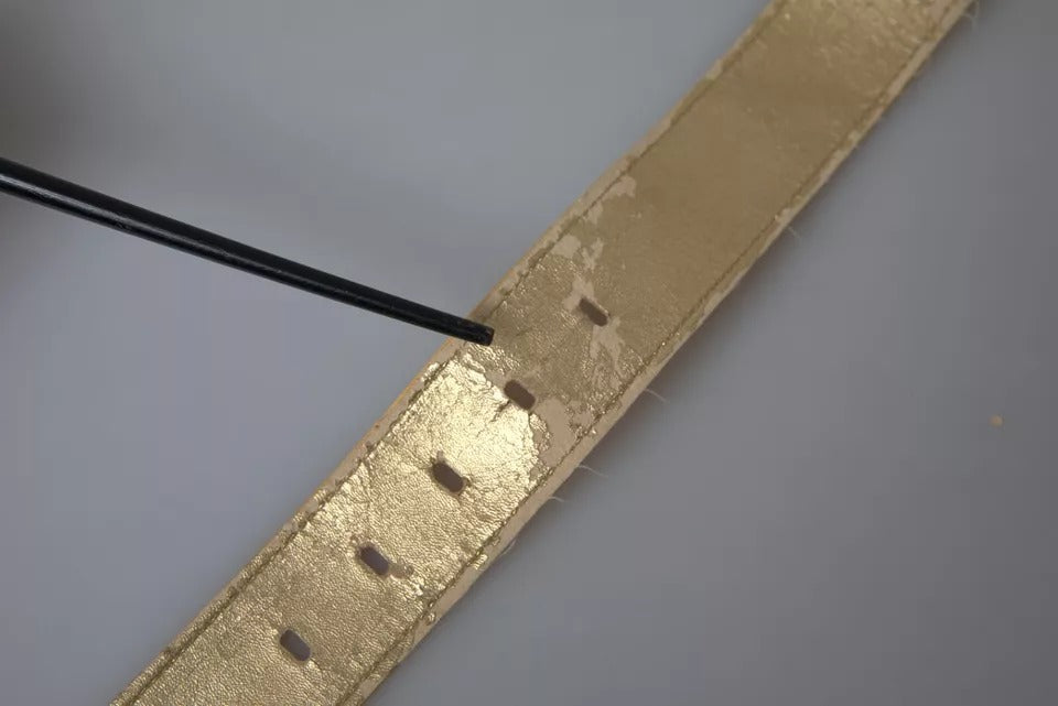 Dolce & Gabbana gouden satijnen leren ovale metalen gespriem