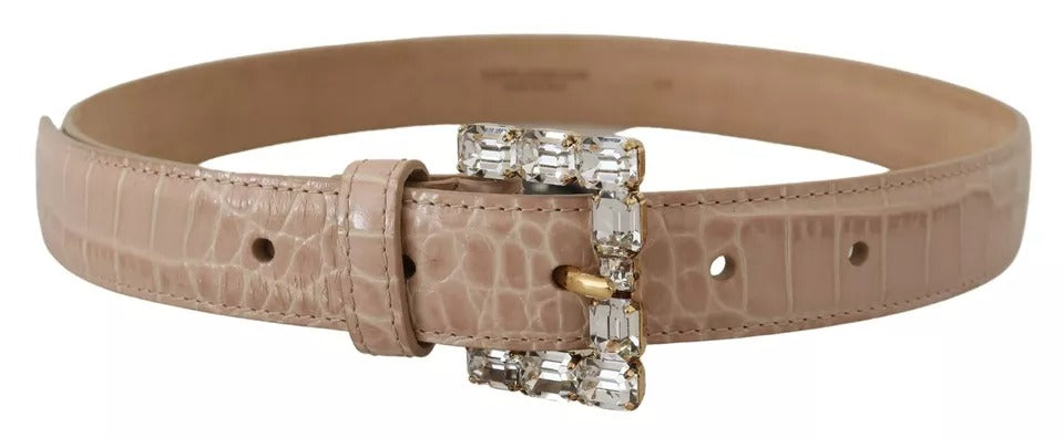 Dolce & Gabbana beige leren damesriem met kristallen gesp