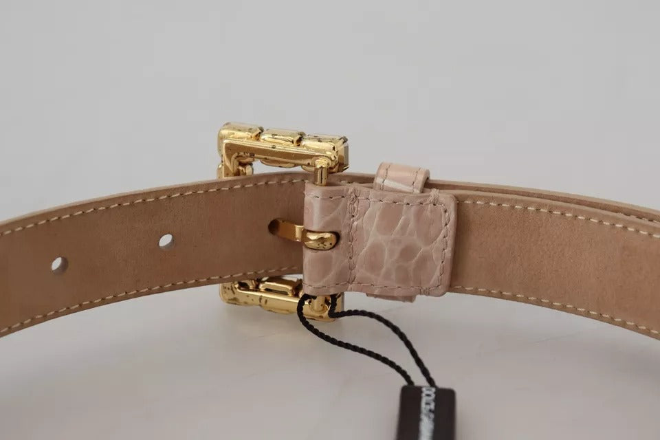 Dolce & Gabbana beige leren damesriem met kristallen gesp