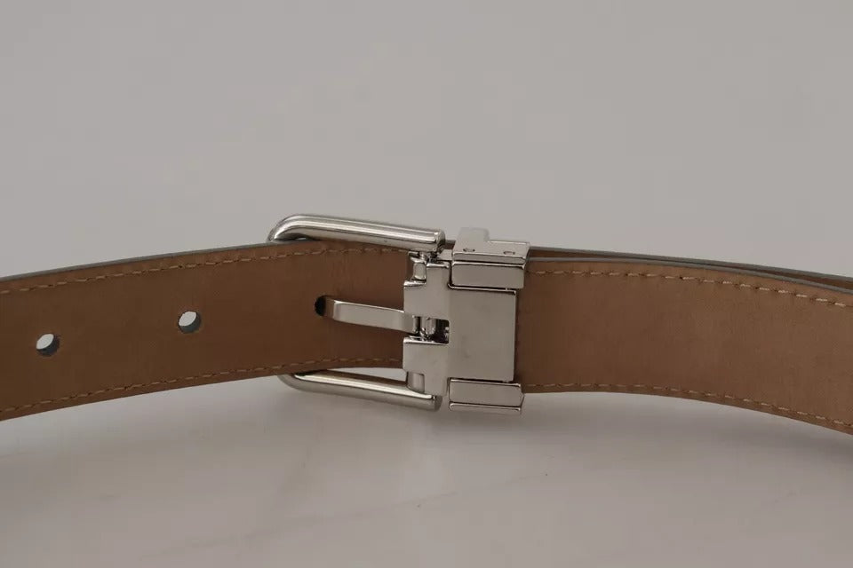 Dolce & Gabbana Zilveren Leren Metalen Gesp Riem