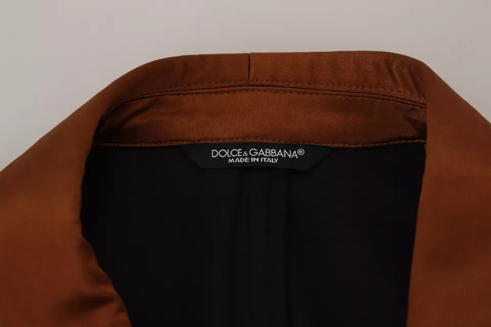 Dolce & Gabbana - Blazer en soie à imprimé singe bronze - Coupe ajustée