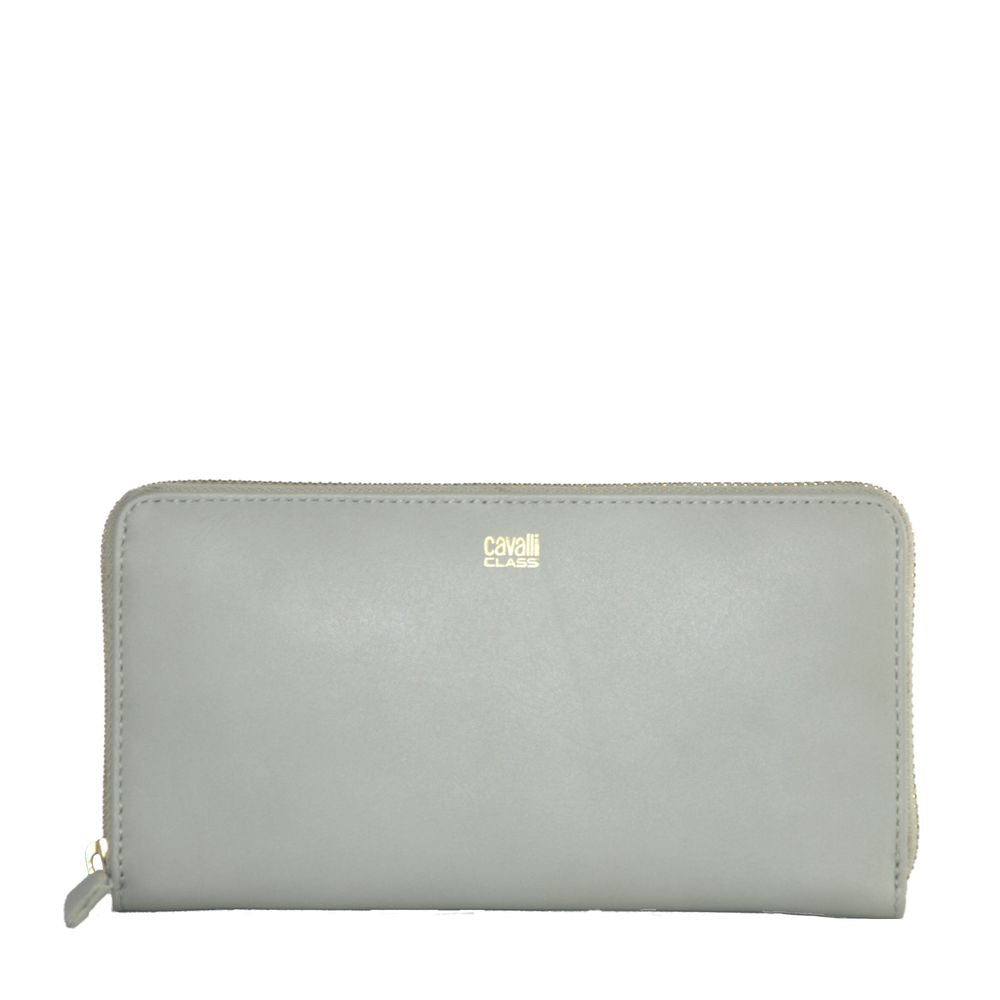 Portefeuille Cavalli Class en cuir de veau gris pour femme