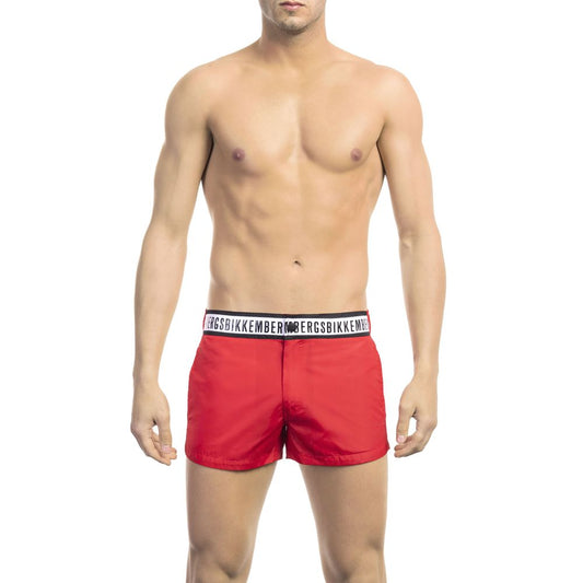 Short de bain rouge en polyamide pour homme de Bikkembergs