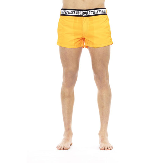 Short de bain pour homme en polyamide orange de Bikkembergs