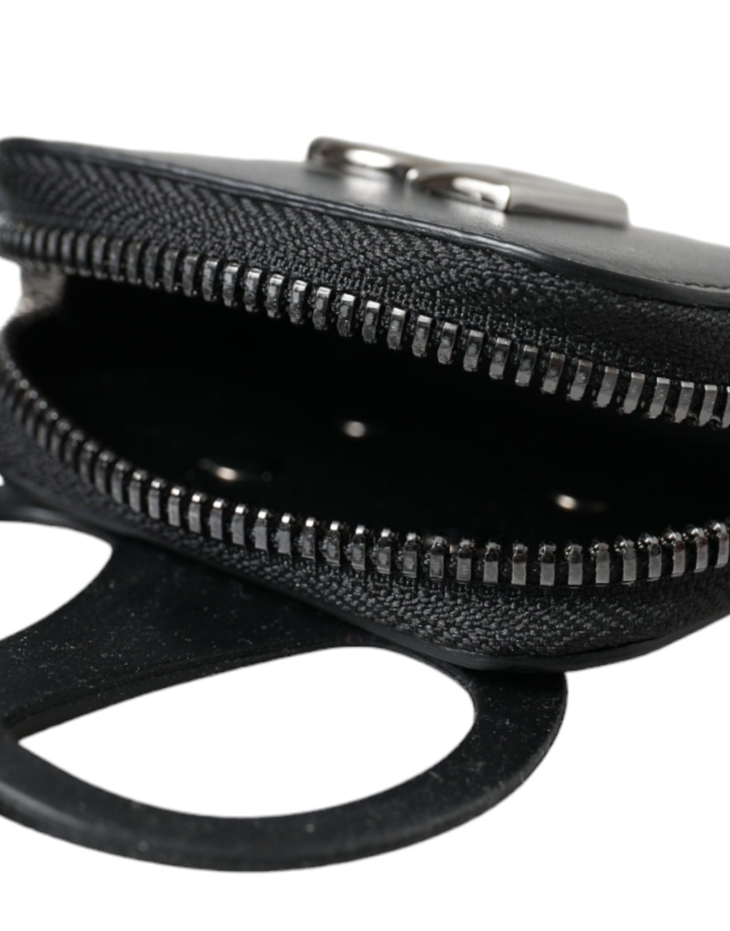 Dolce & Gabbana zwarte kalfsleren DG-logo portemonnee met lanyard