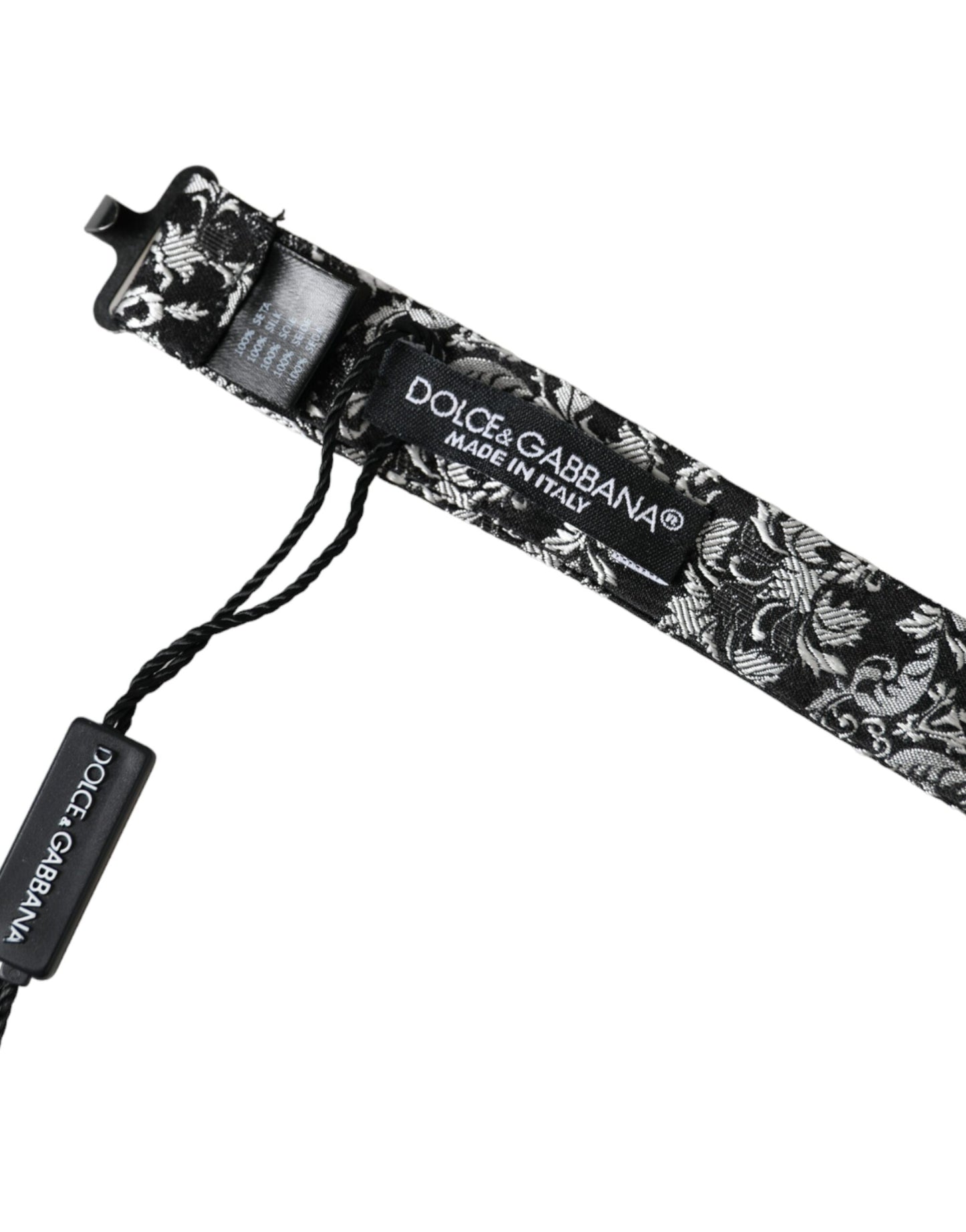 Nœud papillon ajustable en soie noire à fleurs Dolce & Gabbana pour homme