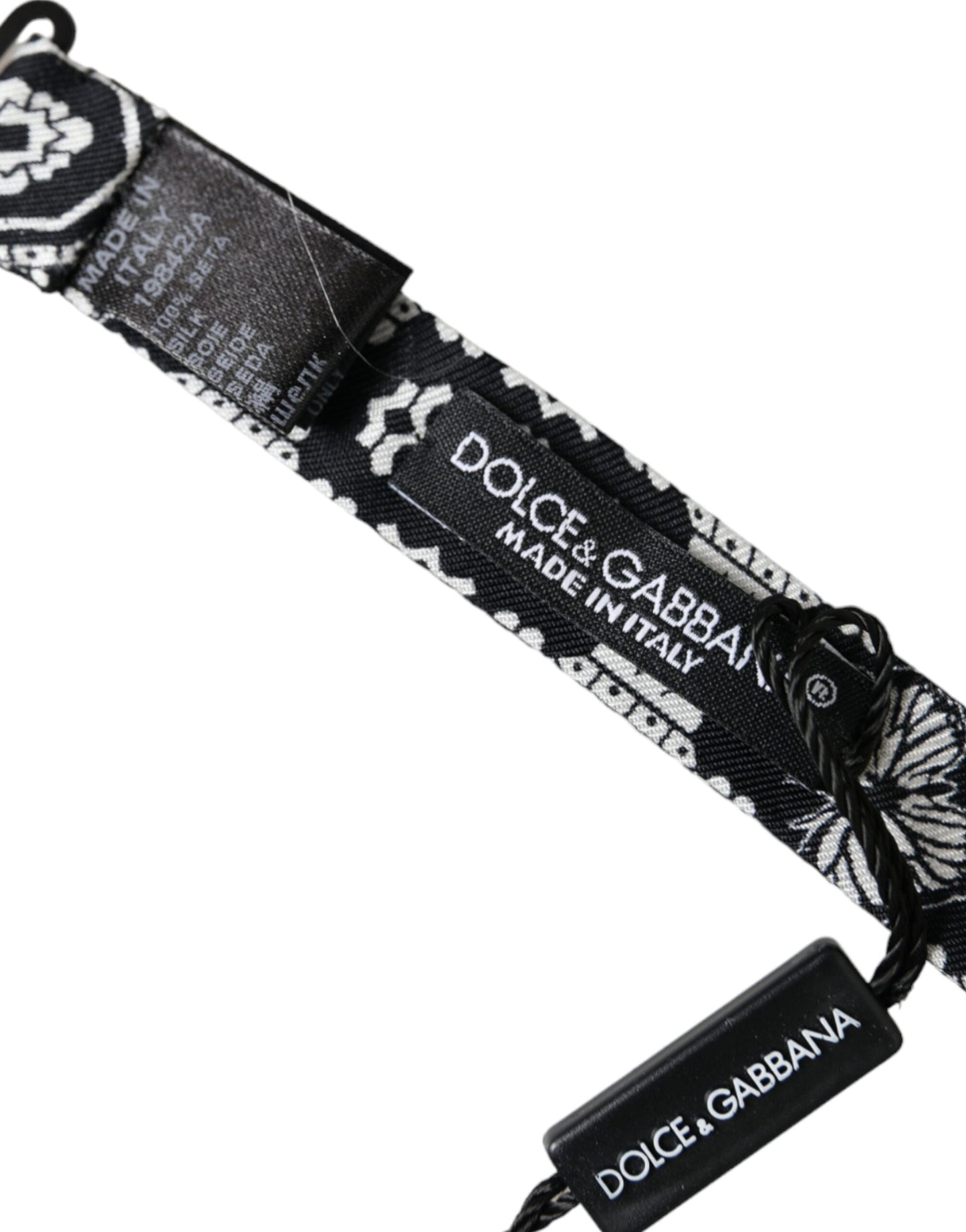 Dolce & Gabbana Zwart Wit Bedrukte Verstelbare Hals Heren Strik