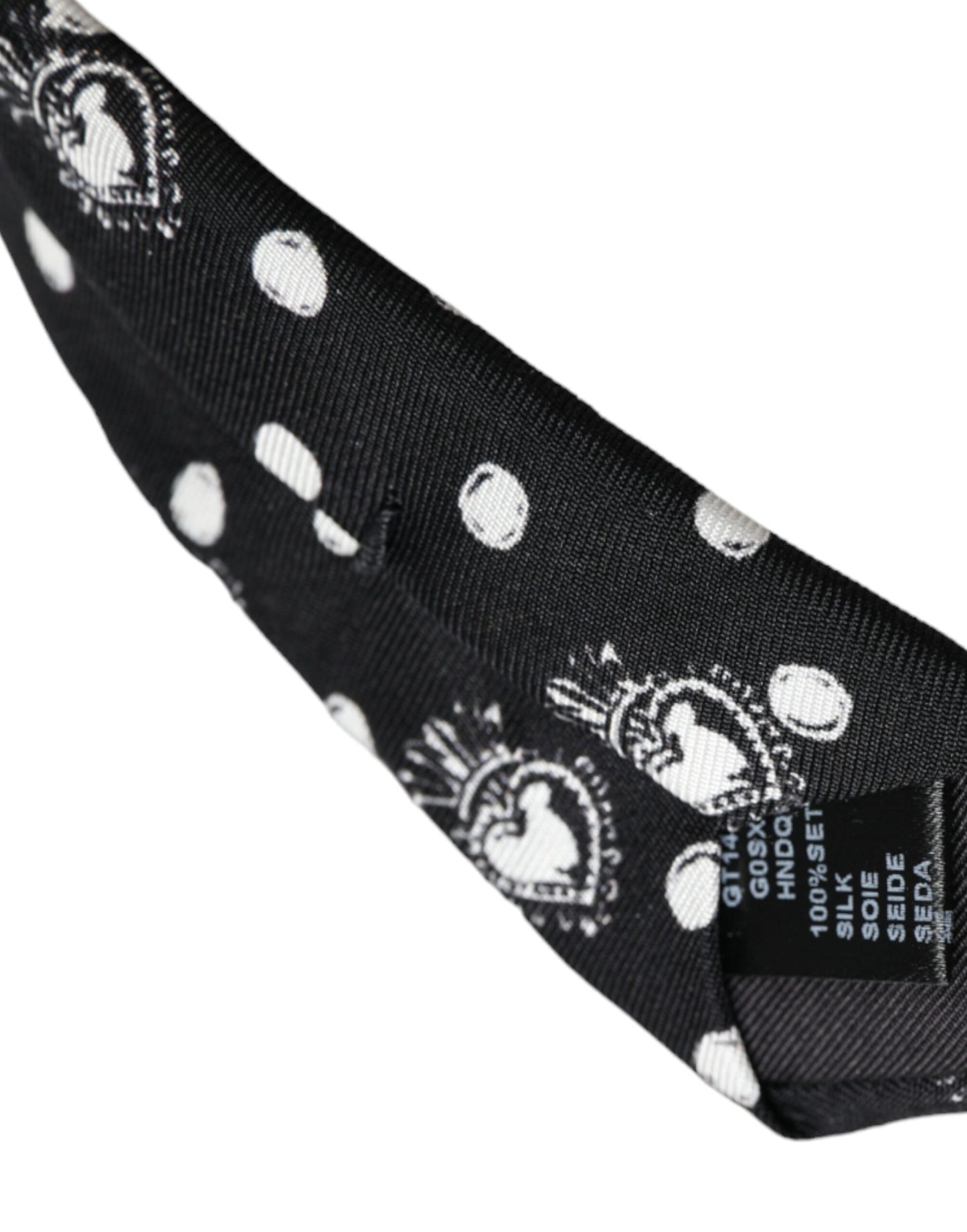 Dolce & Gabbana Zwarte Hart Polka Dot Verstelbare Stropdas