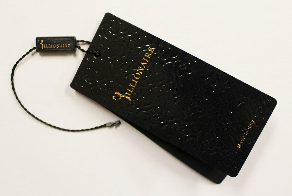 Portefeuille à deux volets en cuir marron de la collection couture italienne Billionaire
