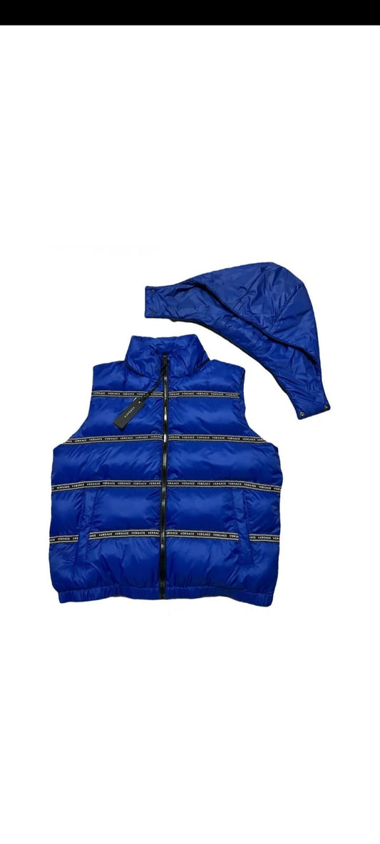 Versace Elegant Vest met Logo Band in Zwart en Afneembare Kap