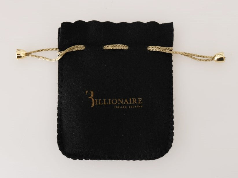 Portefeuille à deux volets en cuir marron de la collection couture italienne Billionaire
